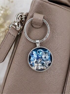 Wolves in Night Sky Keychain/Bag Charm New in Packaging